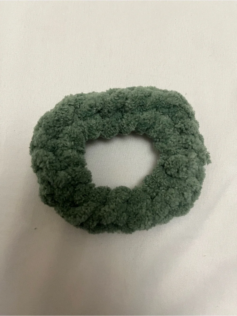 Plush Green Sherpa Hair Scrunchie